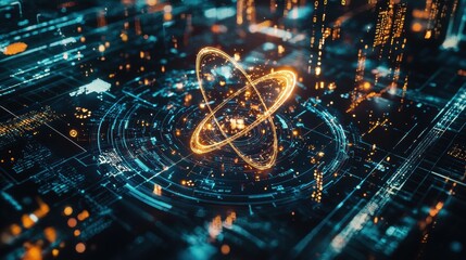 Poster - Futuristic Digital Technology Background with Energy Effects
