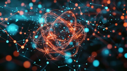 Poster - Abstract Atom Visualization with Bright Colors and Lights
