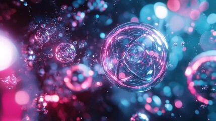 Poster - Vibrant Colorful Bubbles in Abstract Space Background