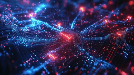 Poster - vibrant abstract technology network visualization