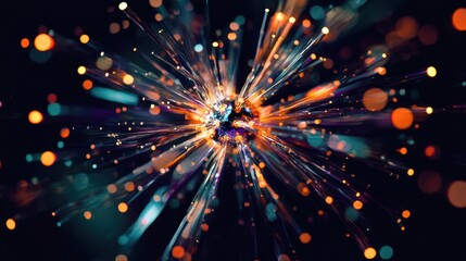 Poster - Vibrant Explosion of Colorful Light Particles