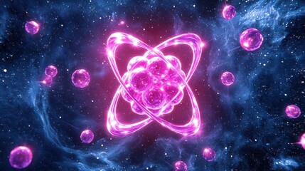 Poster - Vibrant Atomic Energy in Space Illustration