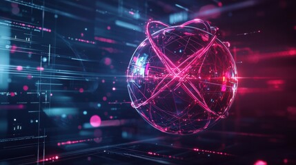 Poster - Abstract Digital Sphere with Neon Lights and Motion Effects