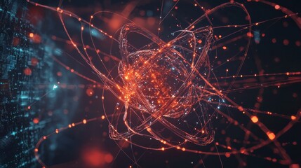 Poster - Abstract Digital Atom Concept with Energetic Connections