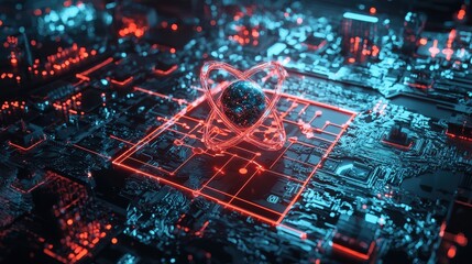 Poster - futuristic circuit board with core design