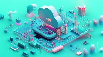 Poster - Cloud Computing Cityscape with Futuristic Architecture and Technology