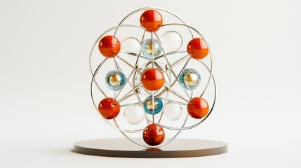 Poster - Colorful Atomic Model on White Background
