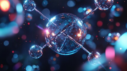 Poster - Abstract Molecular Structure with Colorful Background