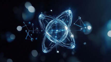 Poster - Futuristic Atom Illustration with Light Effects