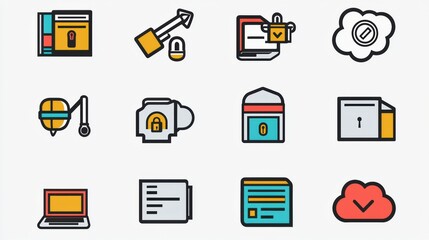 Poster - Collection of Diverse Security Icons for Digital Use