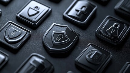 Poster - Black Security Icons on Keyboard Keys