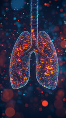 Leinwandbilder - Abstract glowing low polygonal human lungs forming with circuit board, symbolizing ai in healthcare