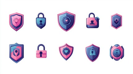 Poster - Modern Security Icons Set for Digital Protection