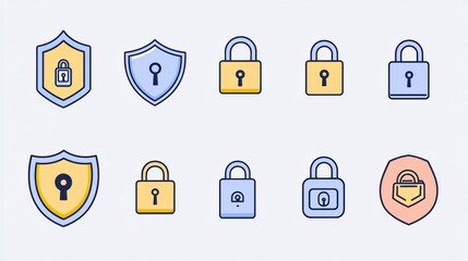 Poster - Colorful Secure Shield and Lock Icons for Protection