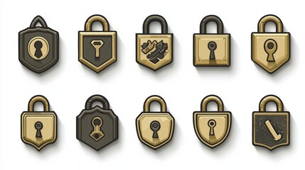 Poster - Colorful Lock Icons Set for Security Concepts