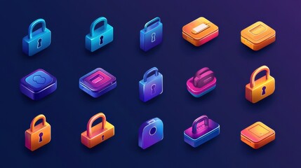 Poster - Colorful Lock Icons for Security and Protection Themes