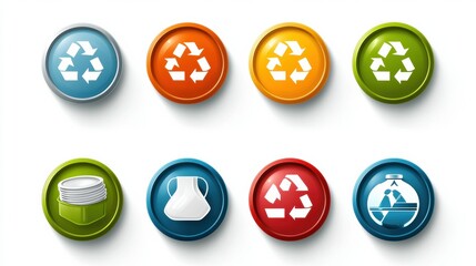 Poster - colorful recycling icons for environmental awareness