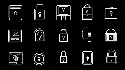 Poster - Minimalist Security Icons on Black Background
