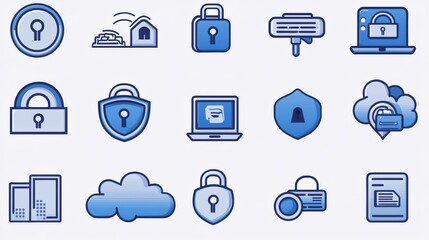 Poster - Secure Digital Icons for Cybersecurity Concepts
