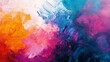 © Fomo Creative - Abstract Oil Painting with Blue, Pink, and Orange Hues