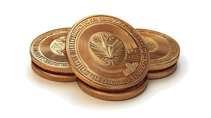 Poster - Stacks of Golden Coins Isolated on a Transparent Background Generative AI