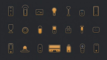 Poster - Modern Technology Icons on Dark Background