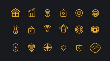 Poster - Home Security Icons in Modern Style