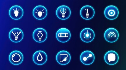 Poster - Colorful Neon Icons for Technology and Innovation
