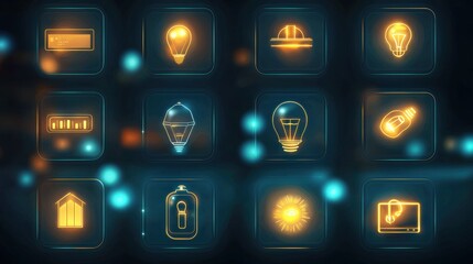 Poster - Colorful Light Icons in Modern Interface Design