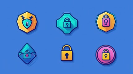 Poster - Colorful Lock Icons for Security and Protection Concepts