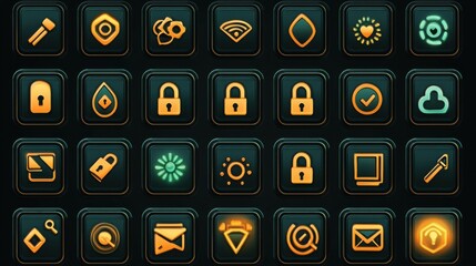 Poster - Icon Set of Modern User Interface Elements