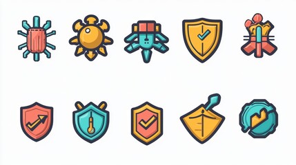 Poster - Colorful Icons of Security and Technology Elements