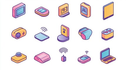 Poster - Colorful Icons of Modern Technology and Devices