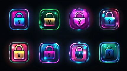 Poster - Colorful Digital Lock Icons for Security Themes