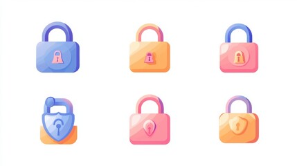 Poster - Colorful Padlock Icons for Security and Protection