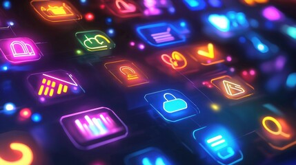 Poster - Colorful Digital Icons Background for Technology Themes