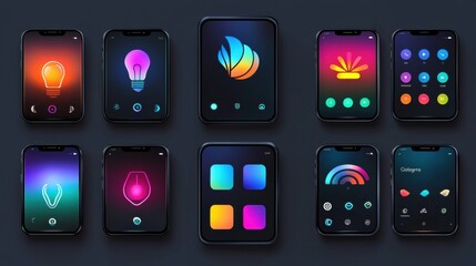 Poster - Colorful App Interface Designs on Mobile Screens