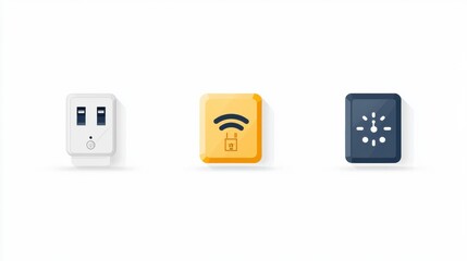 Poster - Modern Electronic Icons for Connectivity and Power