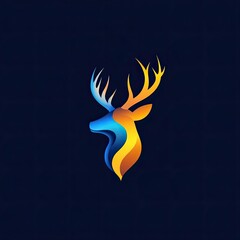 Poster - Abstract Gradient Blue and Yellow Deer Head Logo