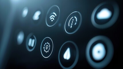 Poster - Control Panel with Modern Interface Icons in Dark Theme