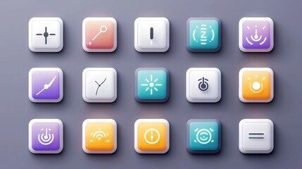 Poster - Colorful User Interface Icons on a Gray Background