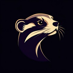 Poster - A Stylized Illustration of a Ferret's Head with a Dark Background