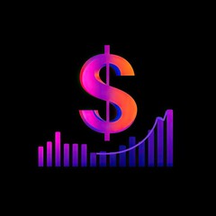 Poster - Dollar Sign Above a Purple and Blue Line Graph
