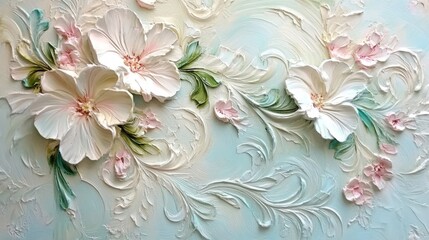  White and Pink Flowers with Swirling Background