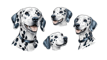 Poster - Adorable Dalmatian Dog Portraits Showcasing Various Expressions Generative AI