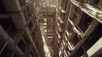 Poster - An Aerial View of a Partially Constructed Concrete Building