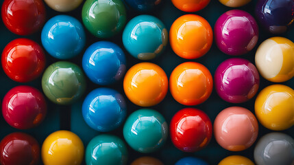 Aufkleber - Top view of colorful billiard balls arranged in a grid pattern