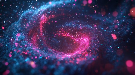 Poster - Abstract Swirling Lights in Blue and Pink on Dark Background