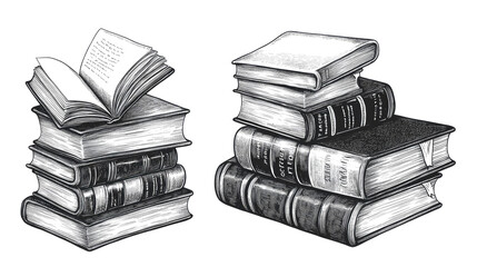 Poster - Black and White Books Representing Knowledge and Education Generative AI