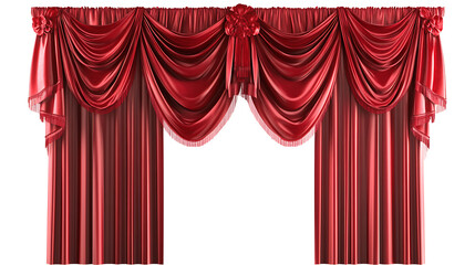Leinwandbilder - Realistic red velvet open curtains on transparent background
